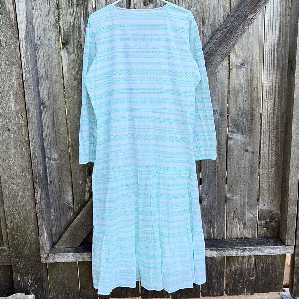 Sail to Sable Mint Green & White Long Sleeve Maxi Dress - Picture 9 of 9